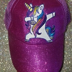 Dabbin Unicorn, Purple Glitter, Ponytail Hat